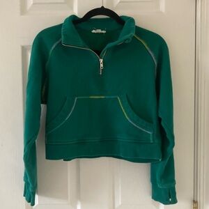 Roller Rabbit Whipstitch Cropped Half-Zip Sweatshirt – Green – Size XS